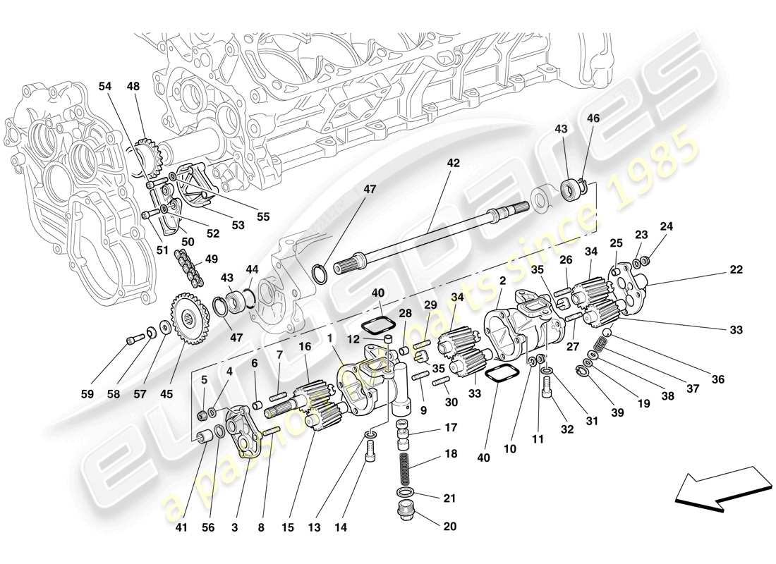 a part diagram from the ferrari 612 scaglietti (rhd) parts catalogue