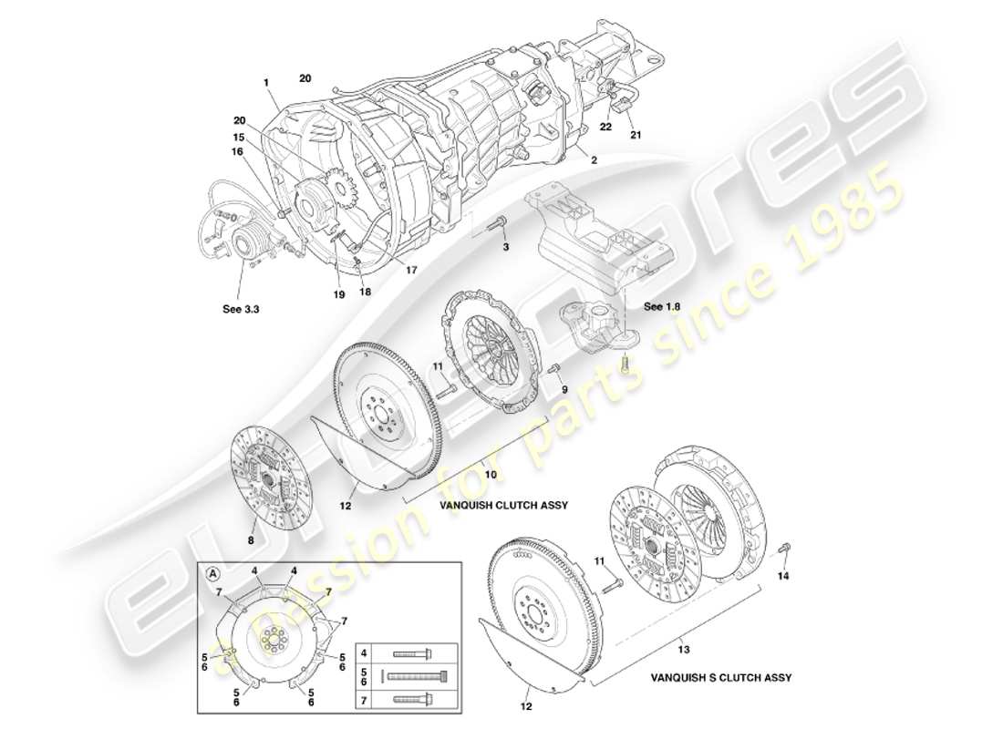 a part diagram from the aston martin vanquish (2001) parts catalogue