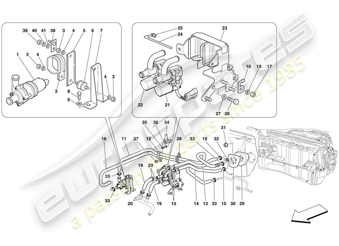 a part diagram from the ferrari 599 parts catalogue