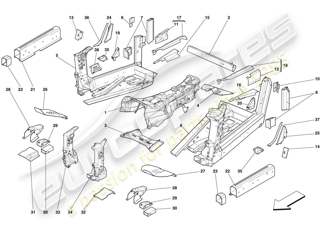 a part diagram from the ferrari 599 gto (europe) parts catalogue