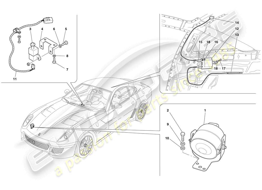 a part diagram from the ferrari 599 gto (rhd) parts catalogue