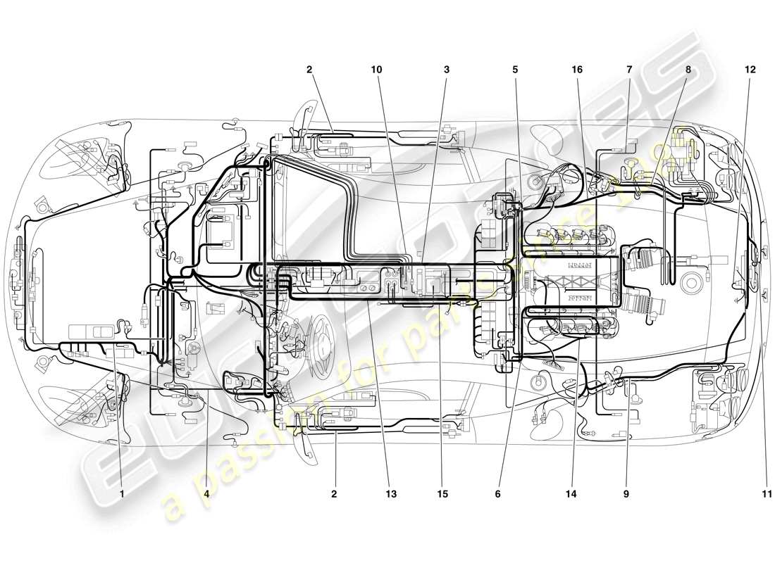 a part diagram from the ferrari f430 scuderia spider 16m (europe) parts catalogue