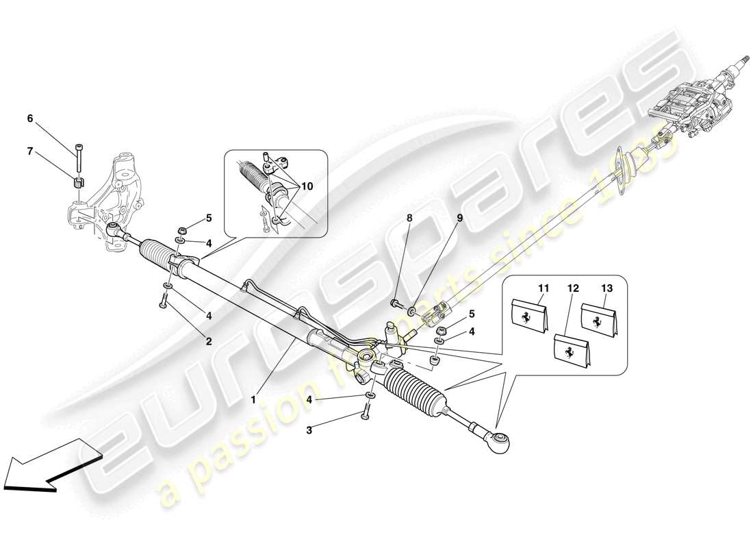 ferrari 612 sessanta (usa) hydraulic power steering box parts diagram