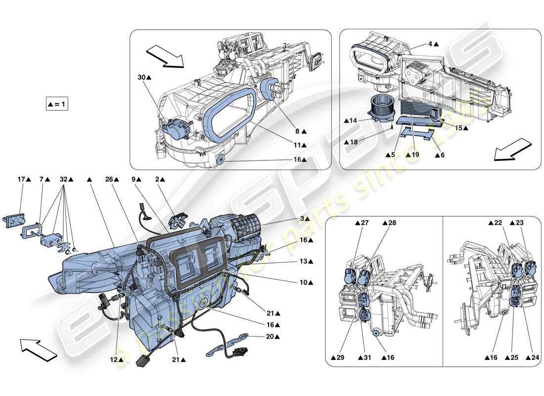 ferrari f12 berlinetta (rhd) evaporator unit parts diagram