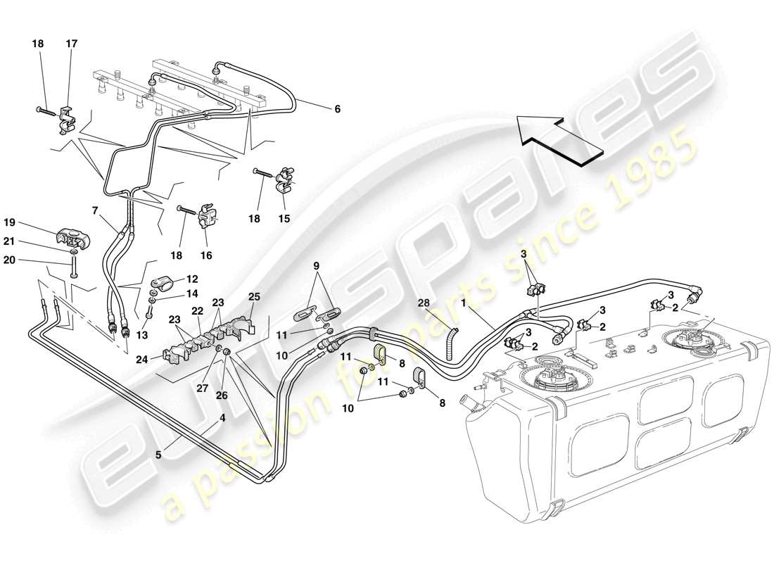 ferrari 612 scaglietti (europe) fuel system part diagram