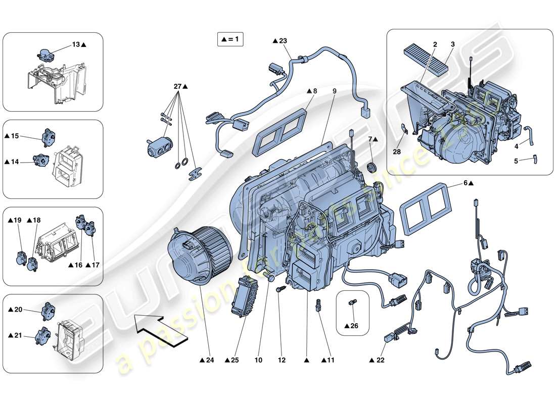 ferrari 488 spider (usa) evaporator unit parts diagram