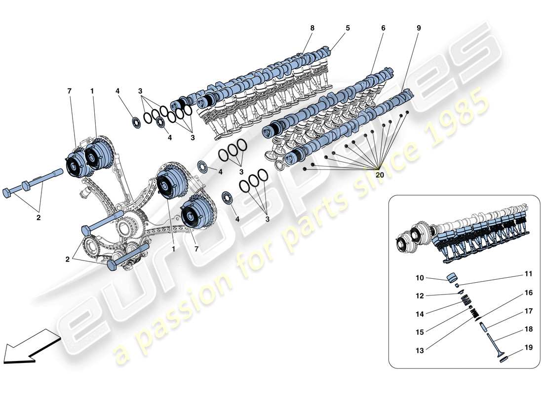 ferrari 812 superfast (europe) timing system - tappets parts diagram