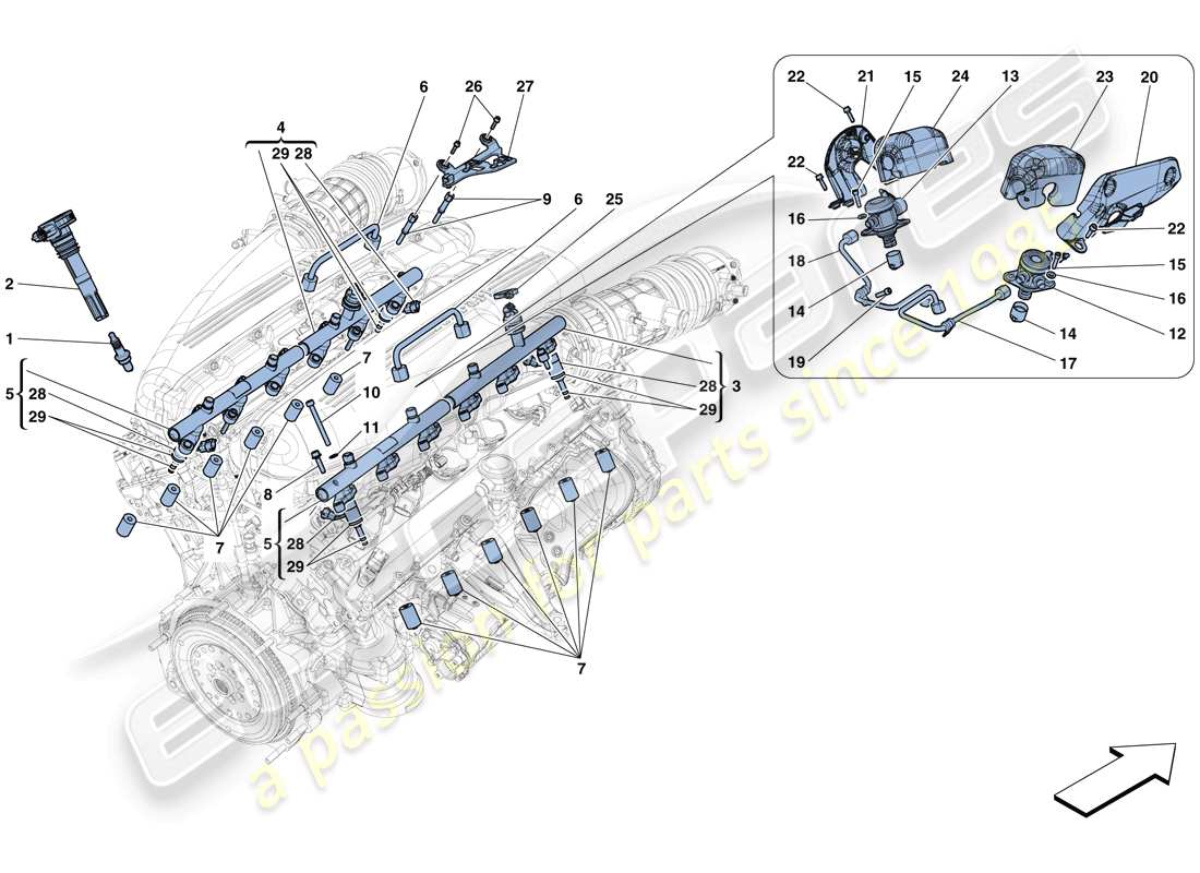 ferrari f12 tdf (rhd) injection - ignition system parts diagram
