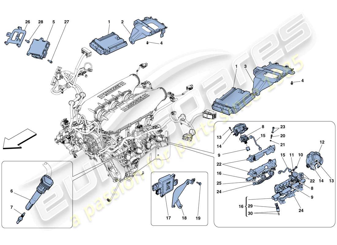 ferrari 458 speciale (rhd) injection - ignition system parts diagram