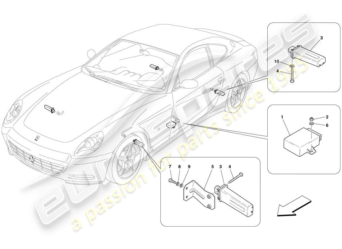 ferrari 612 sessanta (europe) tyre pressure monitoring system parts diagram