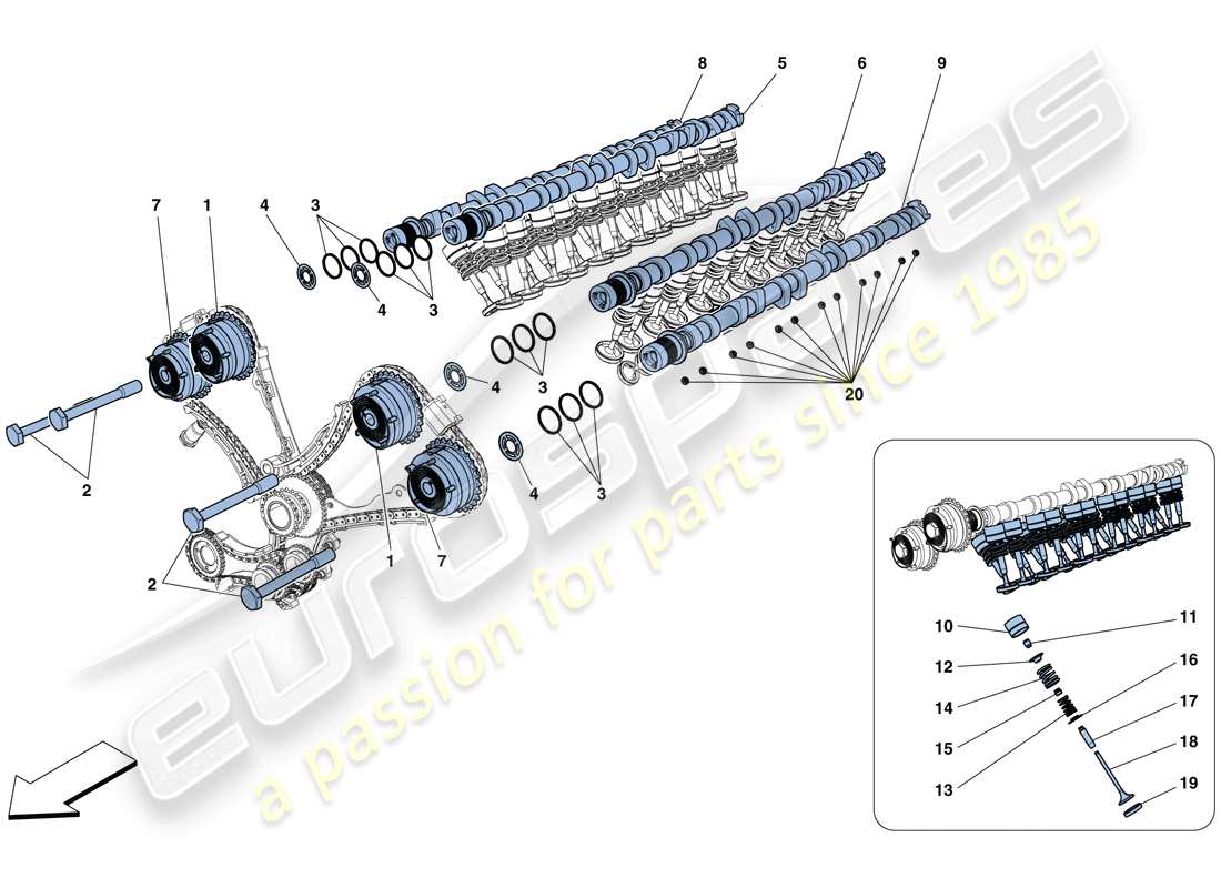 ferrari 812 superfast (rhd) timing system - tappets part diagram