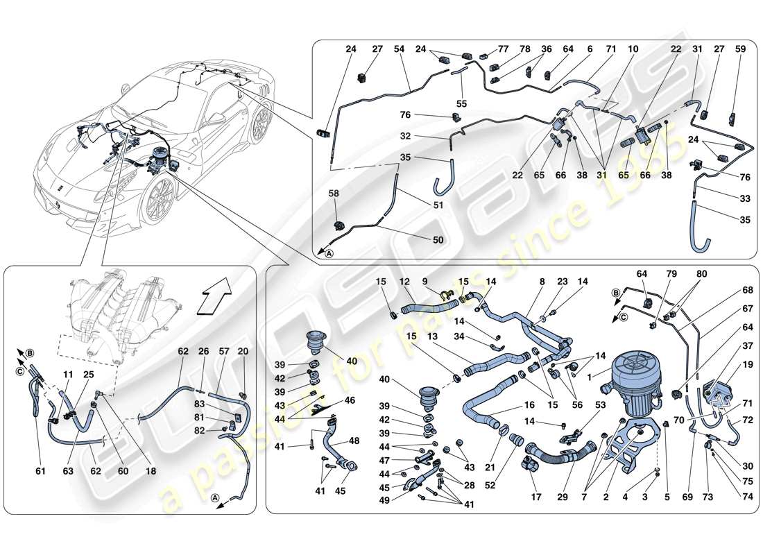 ferrari f12 tdf (rhd) secondary air system parts diagram