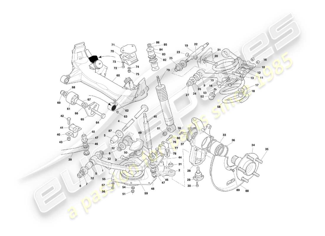 aston martin db7 vantage (2000) front suspension part diagram
