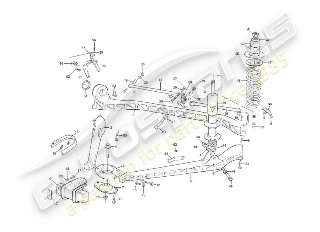 aston martin v8 virage (1999) rear suspension part diagram