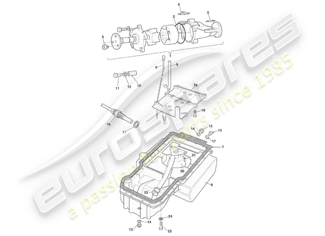 aston martin v8 virage (1999) oil pump & sump part diagram