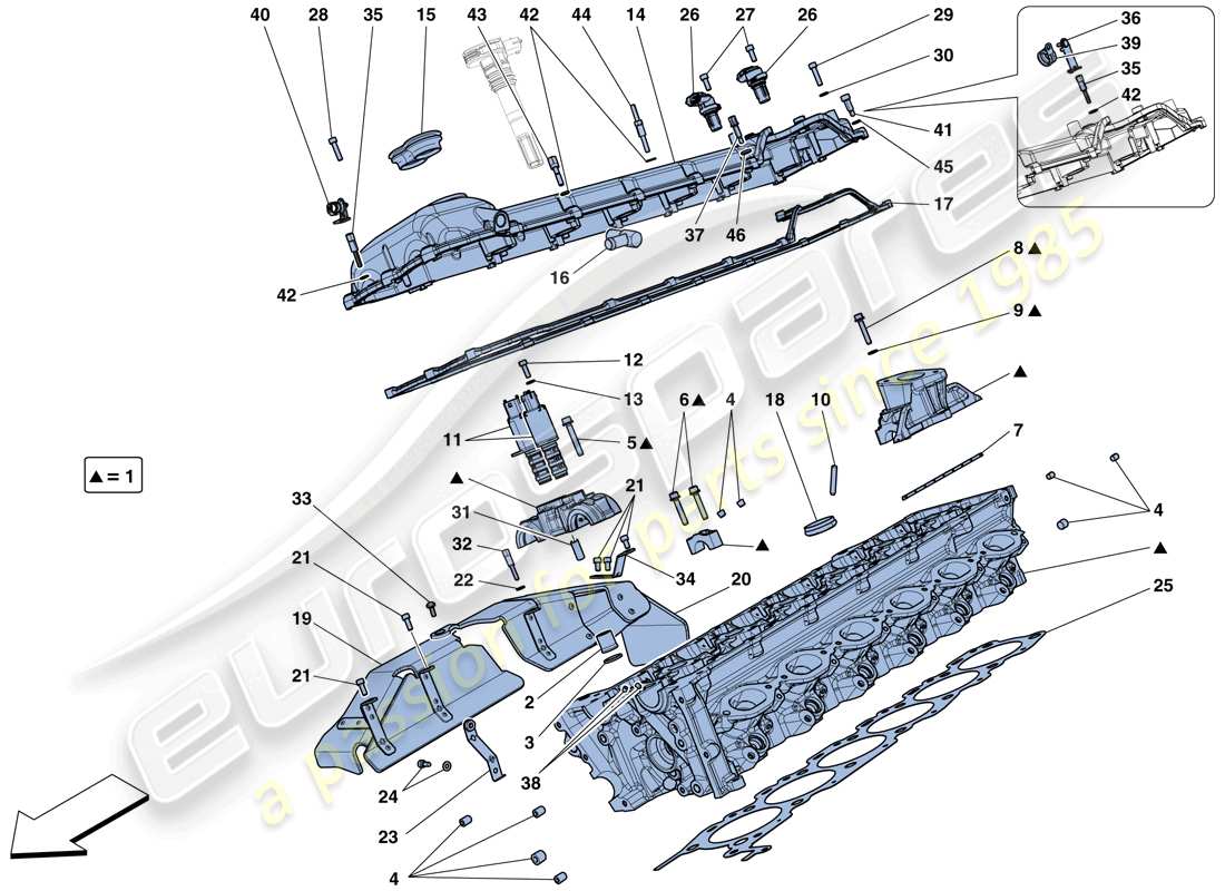 ferrari f12 tdf (usa) right hand cylinder head parts diagram