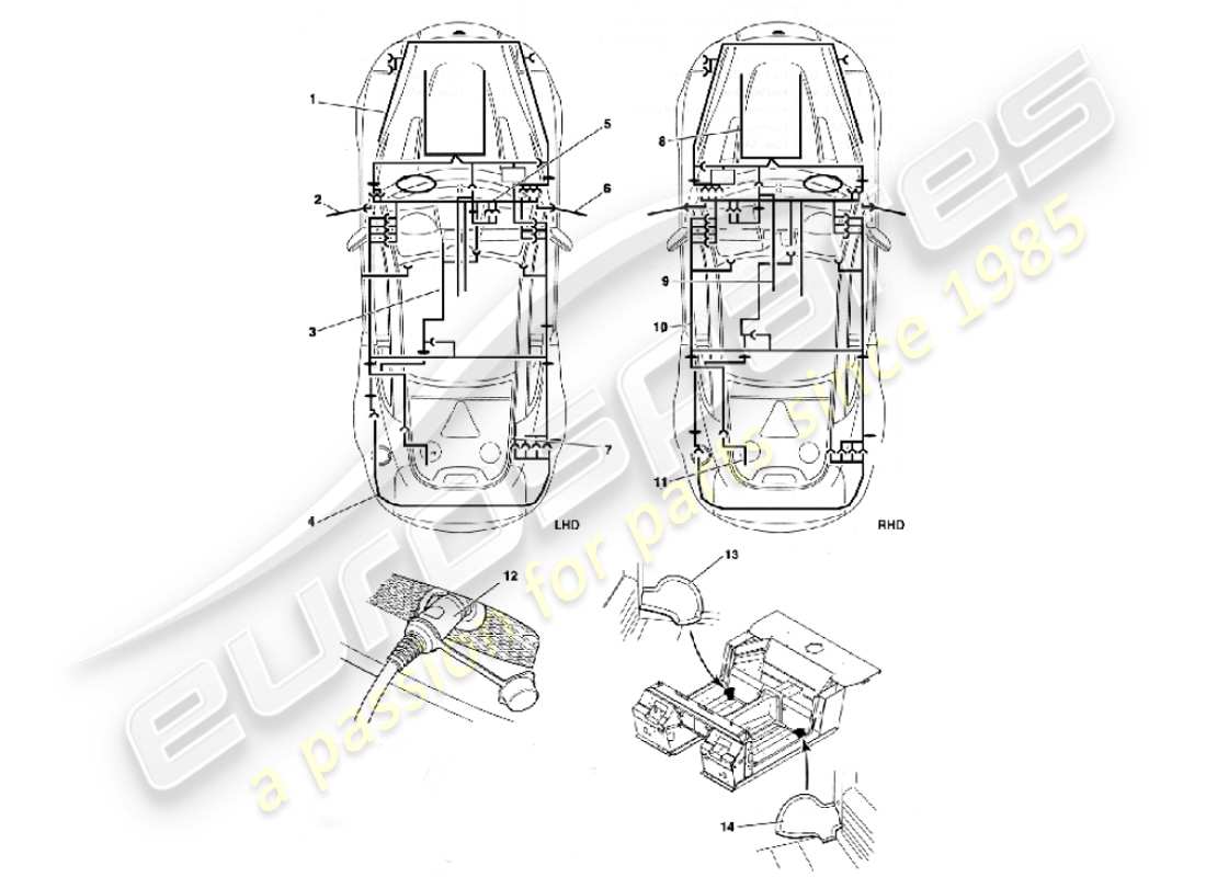 aston martin vanquish (2001) harnesses part diagram