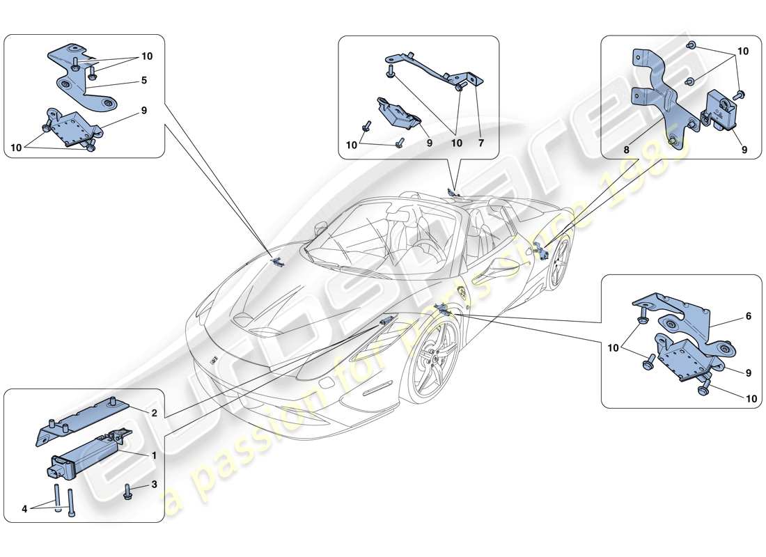 ferrari 458 speciale aperta (rhd) tyre pressure monitoring system parts diagram