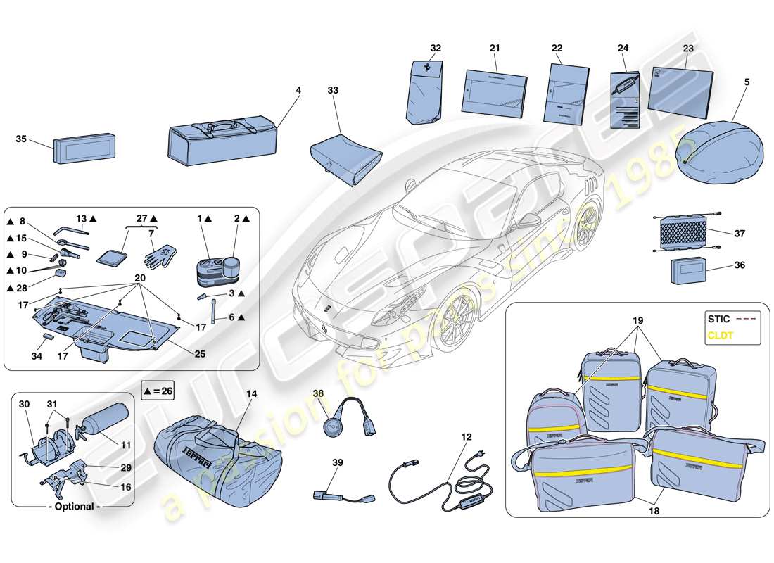 ferrari f12 tdf (usa) tools and accessories provided with vehicle parts diagram