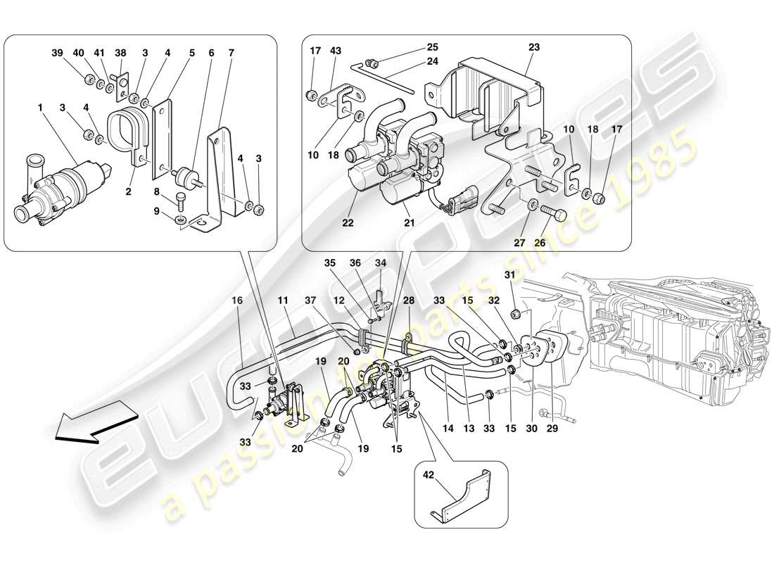 ferrari 599 sa aperta (usa) ac system - water pipes parts diagram