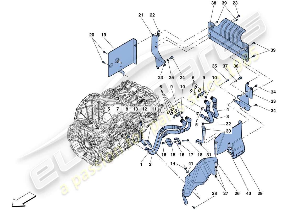 ferrari 488 gtb (europe) gearbox oil lubrication and cooling system parts diagram