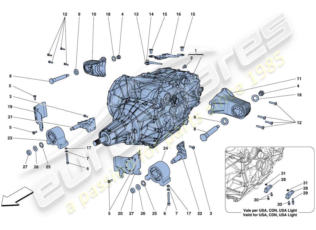 ferrari 812 superfast (europe) gearbox housing parts diagram