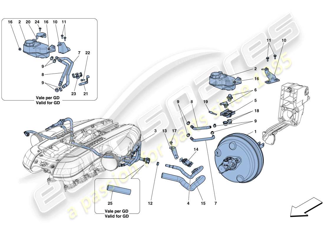 ferrari 812 superfast (rhd) servo brake system part diagram