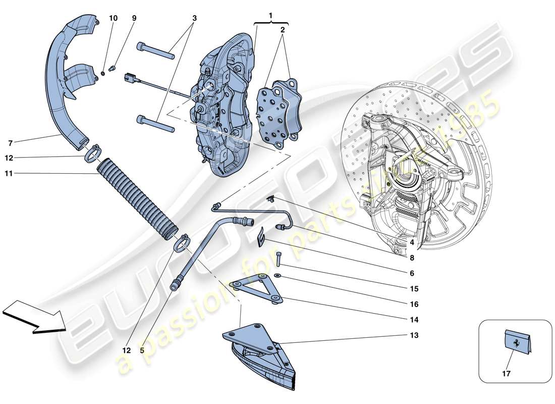 ferrari 458 speciale (europe) front brake callipers parts diagram