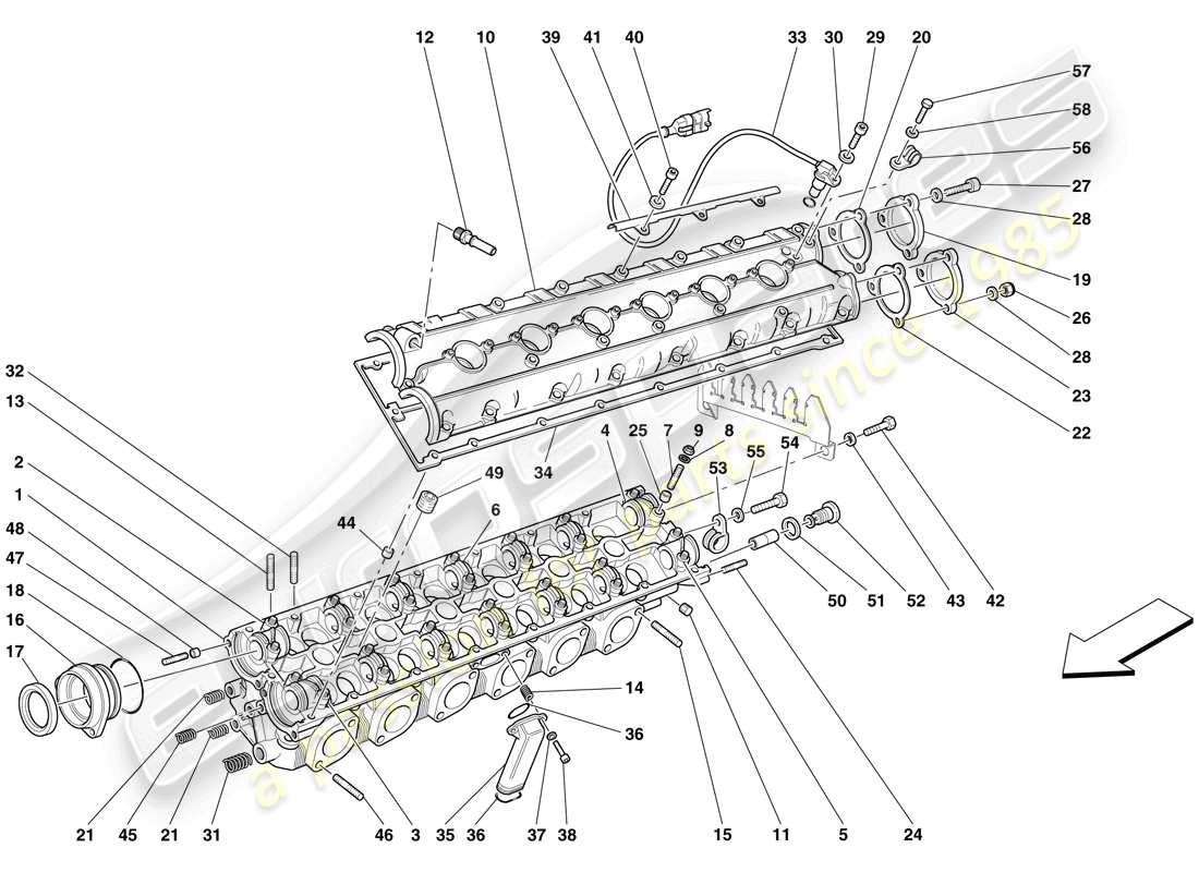 ferrari 612 sessanta (europe) left hand cylinder head parts diagram