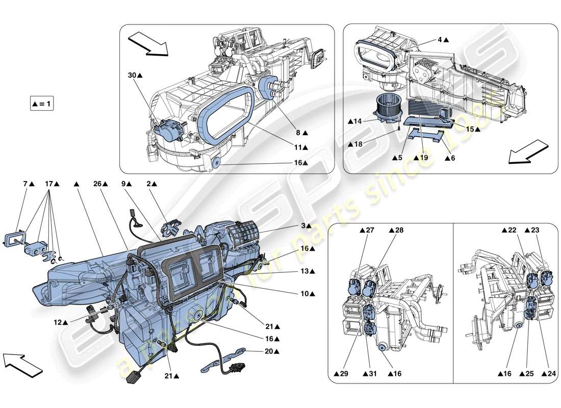 ferrari f12 tdf (usa) evaporator unit parts diagram