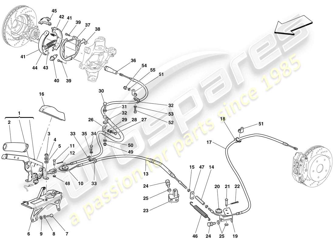 ferrari 612 scaglietti (europe) parking brake control parts diagram