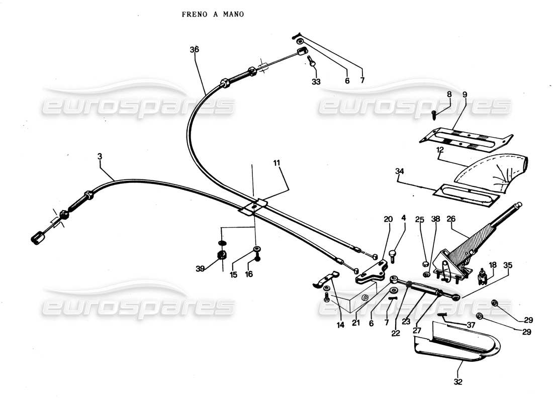 lamborghini espada handbrake (gran bret, irlanda, australia) part diagram