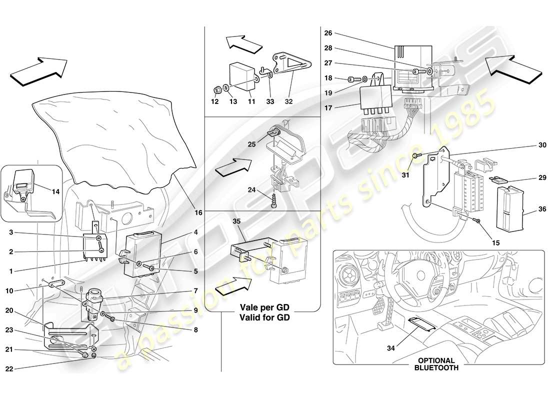 ferrari f430 coupe (europe) front passenger compartment ecus part diagram