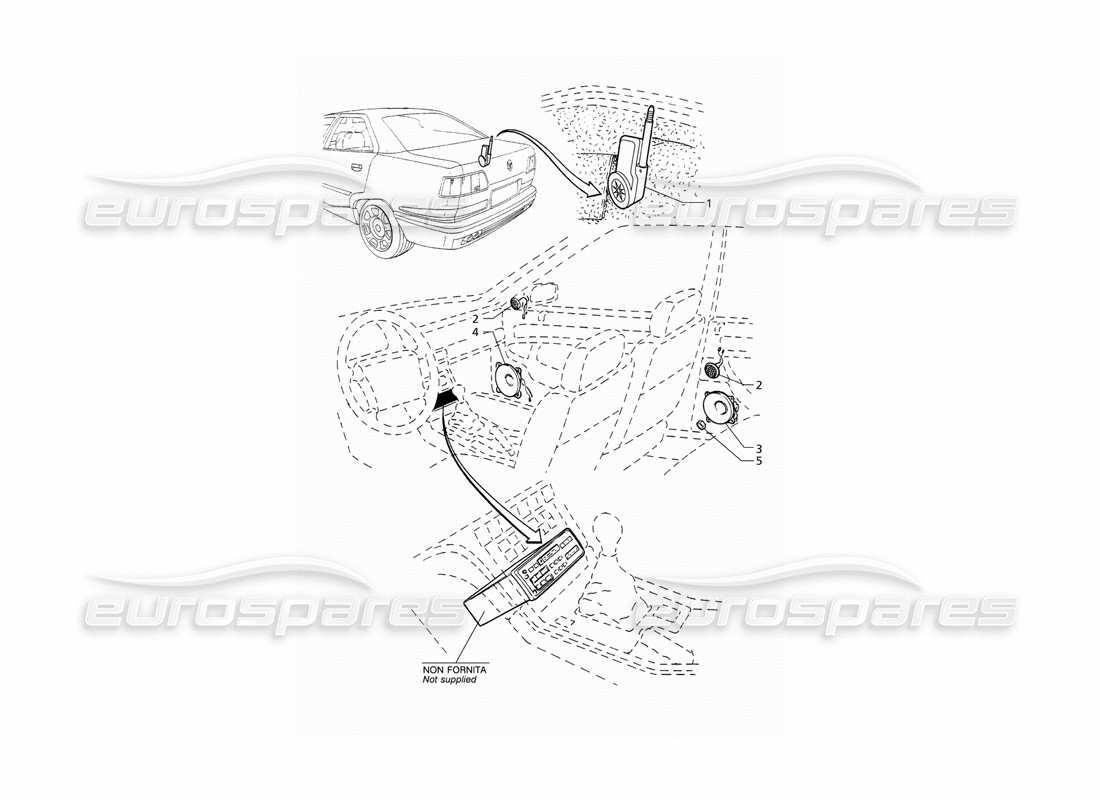 maserati qtp v8 (1998) audio system parts diagram