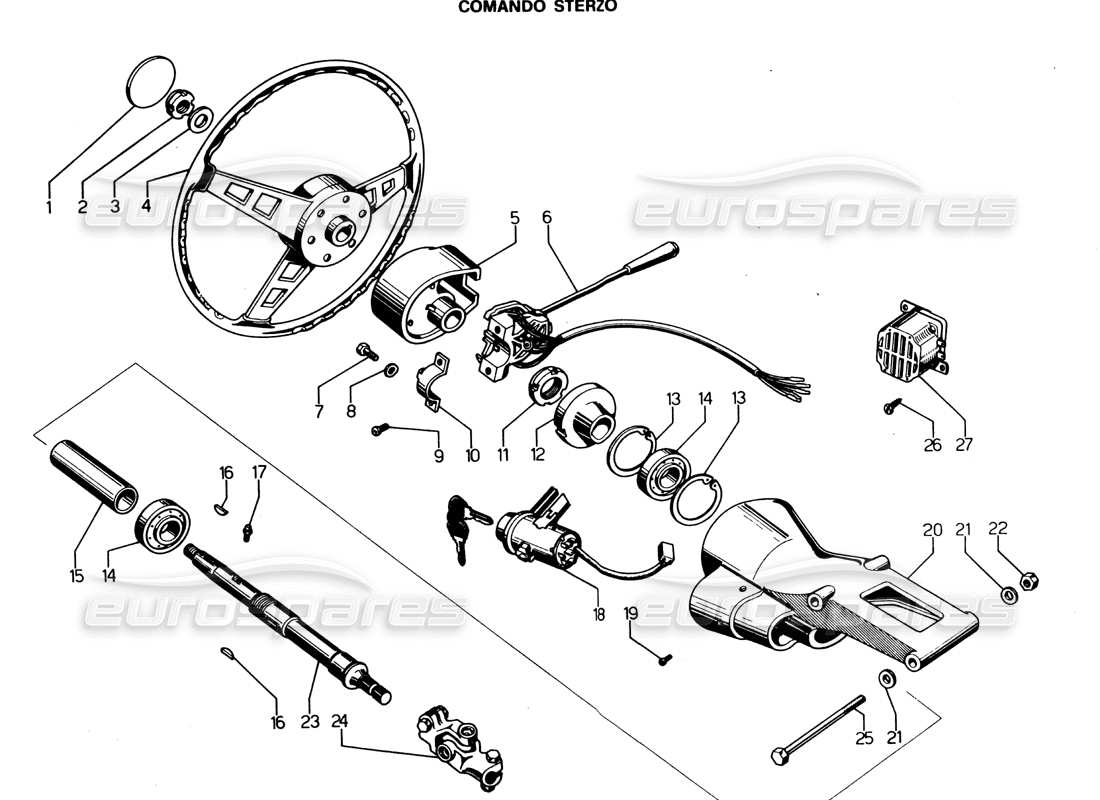 lamborghini espada steering column (gran bret, irlanda, australia) part diagram