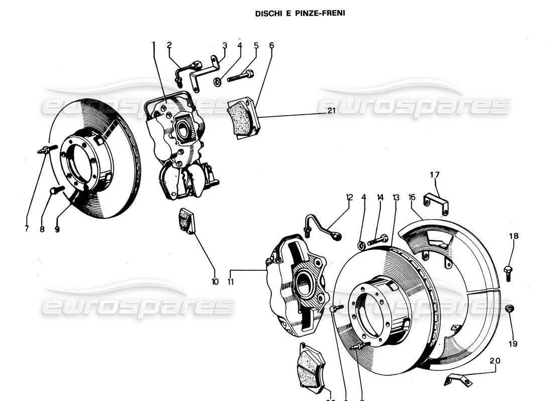 lamborghini espada brake discs & calipers series iii (576 to 1000) part diagram