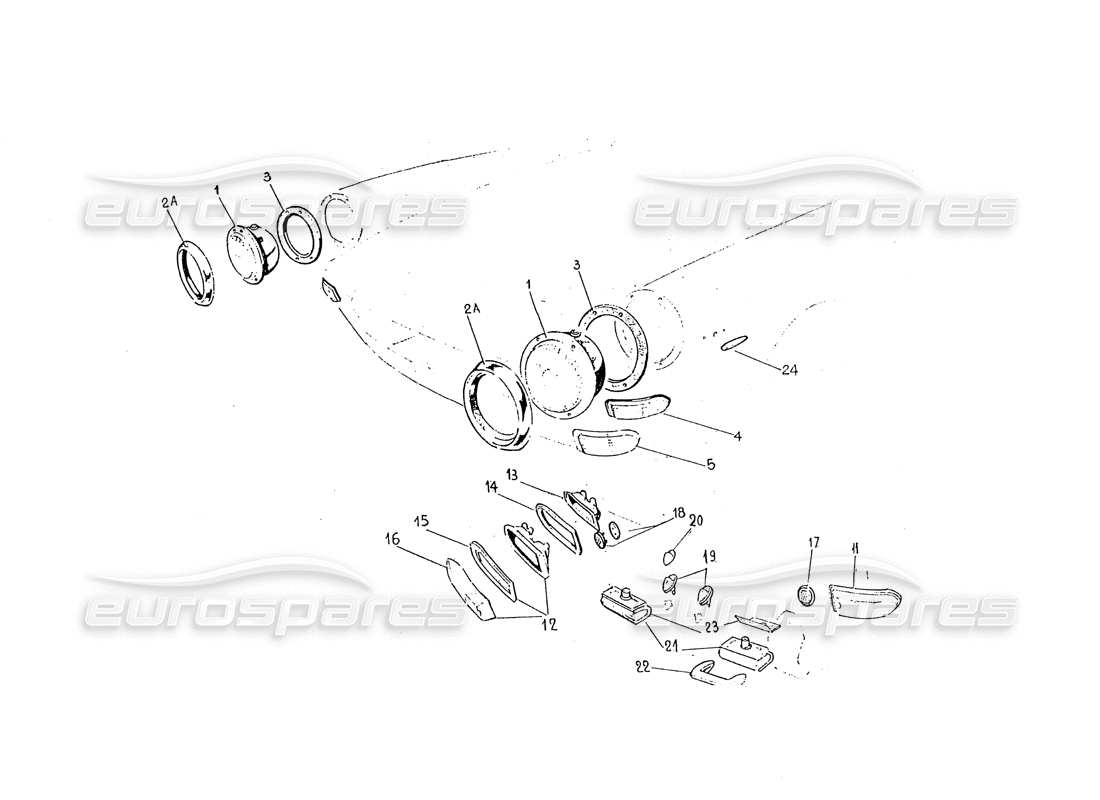 ferrari 330 gt 2+2 (coachwork) front & rear light - series 2 parts diagram