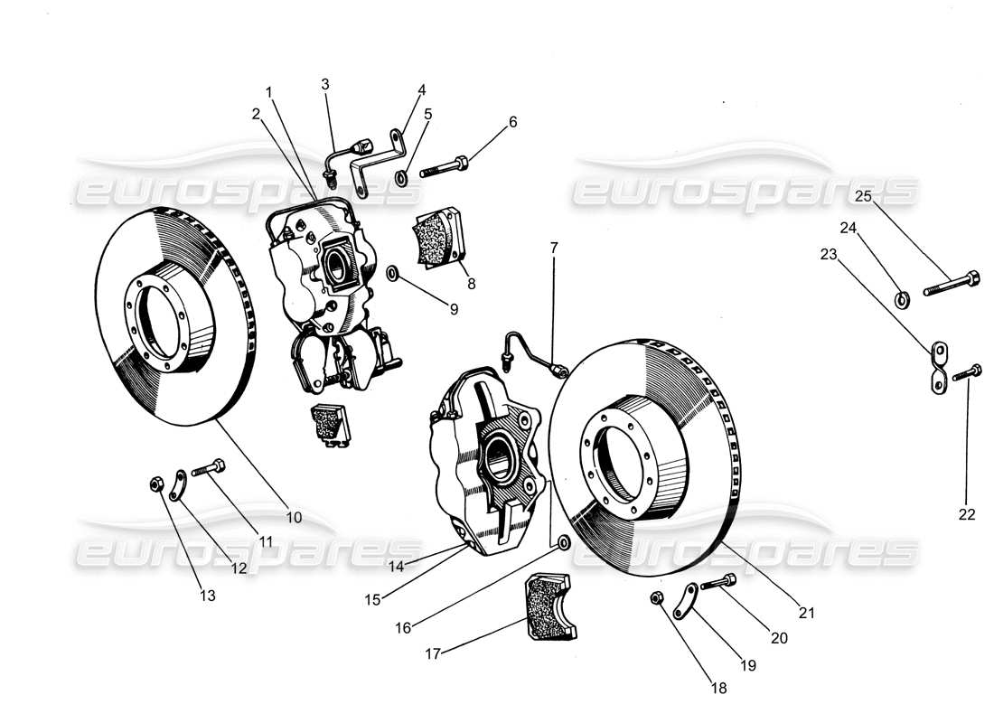 lamborghini espada brake discs & calipers series i (da 0 a 575) part diagram