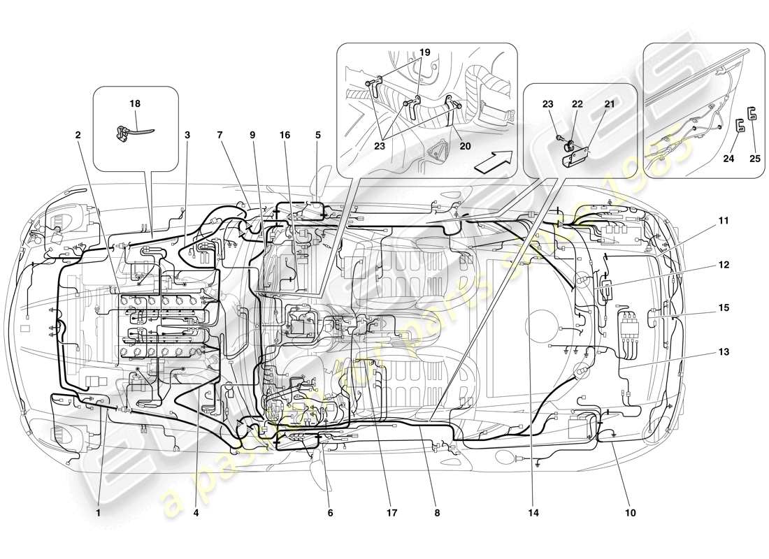 ferrari 599 gtb fiorano (usa) electrical system parts diagram