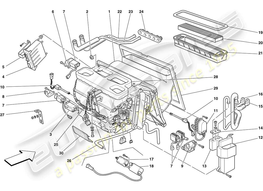 ferrari f430 coupe (usa) evaporator unit part diagram