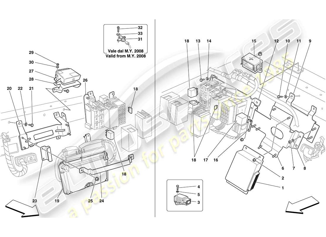 ferrari f430 coupe (usa) rear passenger compartment ecus part diagram