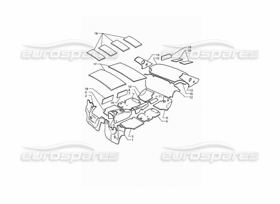 maserati qtp. 3.2 v8 (1999) insulation parts diagram
