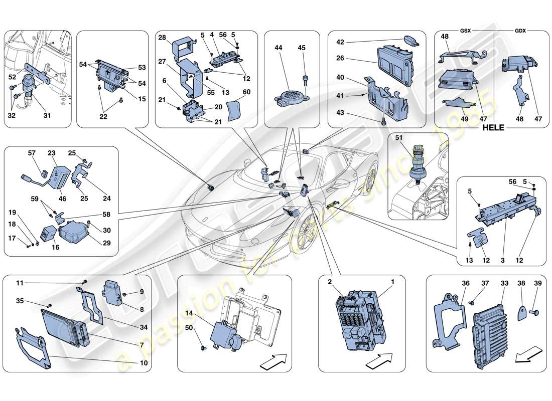 ferrari 458 italia (europe) vehicle ecus parts diagram