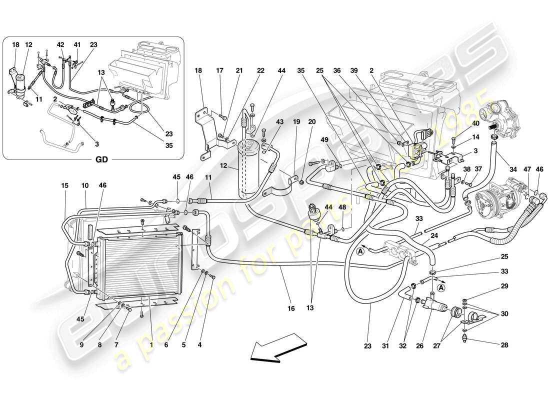 ferrari f430 scuderia spider 16m (rhd) ac system parts diagram