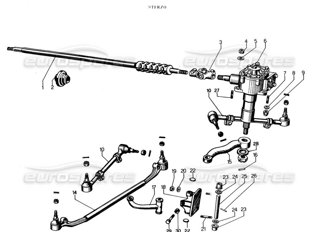 lamborghini espada steering box (da <1000)(gran bret, irlanda, australia) parts diagram
