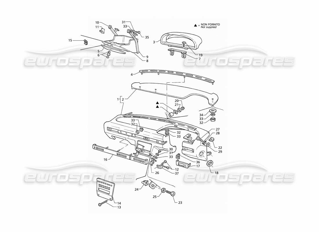 maserati qtp v8 (1998) instrument panel (rhd) parts diagram