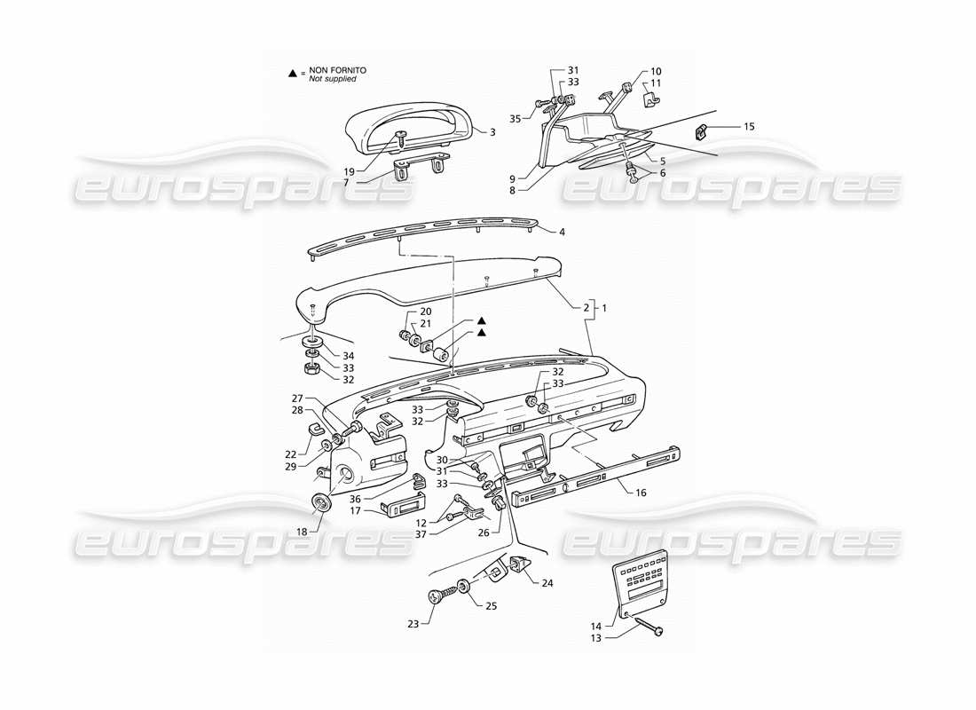 maserati qtp v8 (1998) instrument panel (lhd) parts diagram