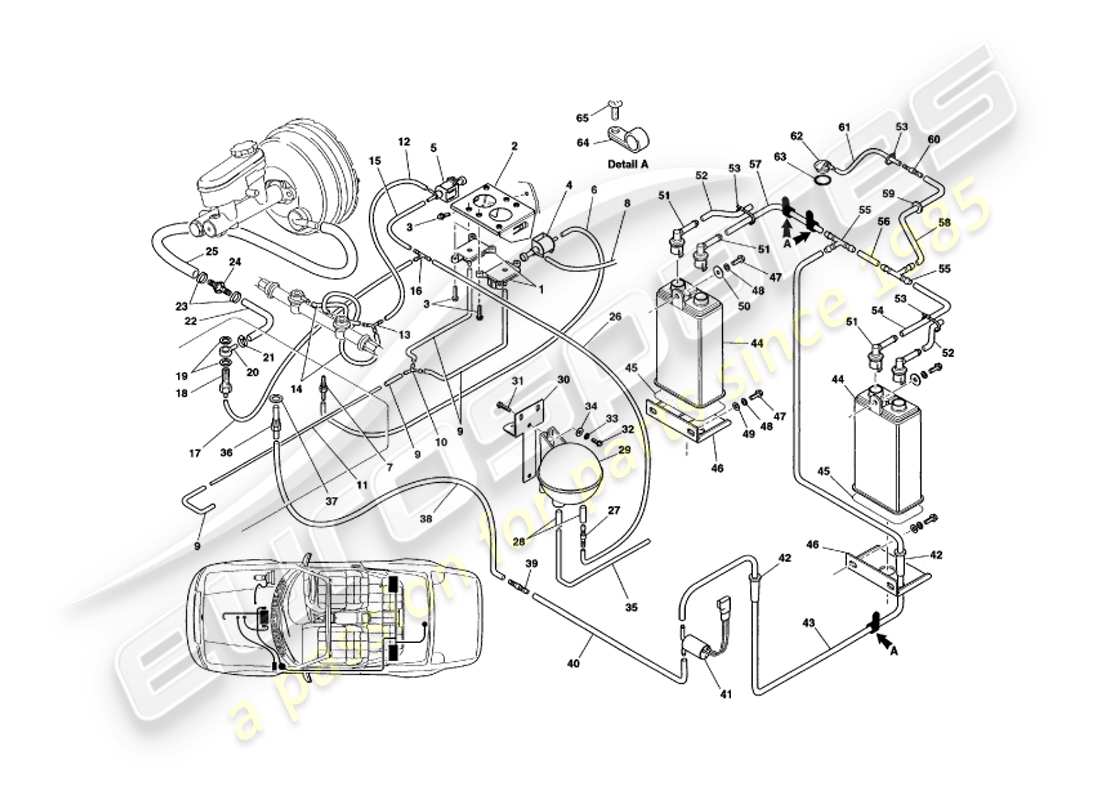 aston martin v8 volante (1997) vacuum system part diagram