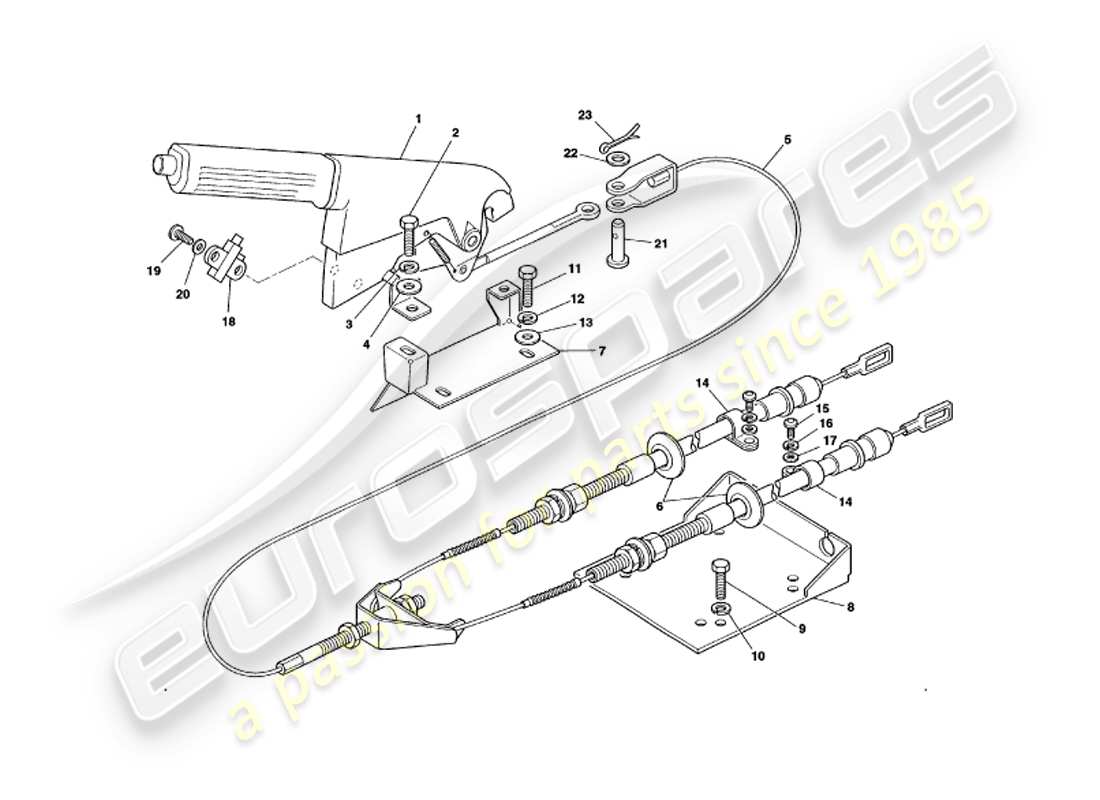 aston martin v8 volante (1998) handbrake part diagram
