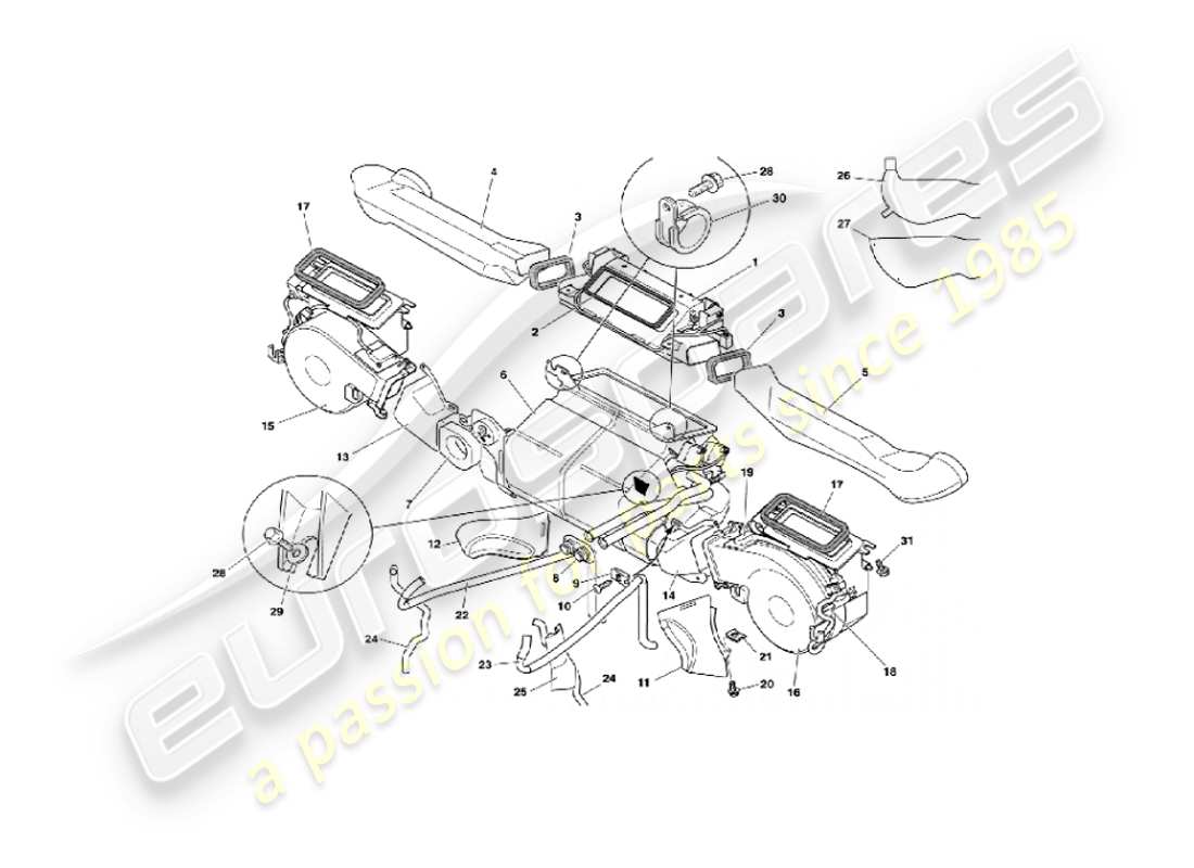 aston martin vanquish (2004) interior installation part diagram